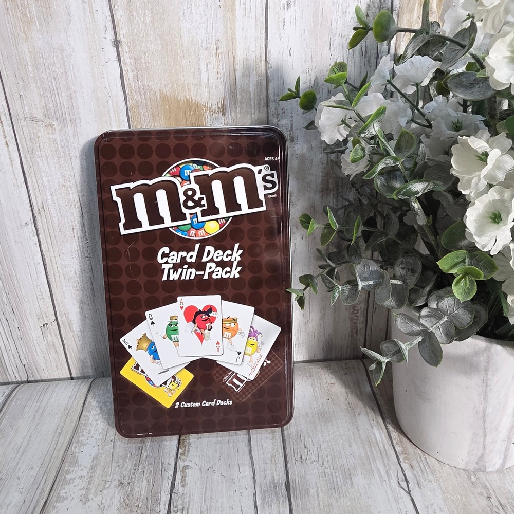 M&Ms Playing Cards Twin Pack Collectible Brown Tin 2 Custom Decks USAopoly 2008